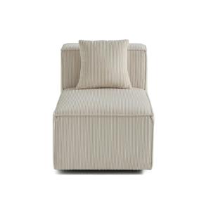 Canapé modulable 1 places  en velours côtelé beige