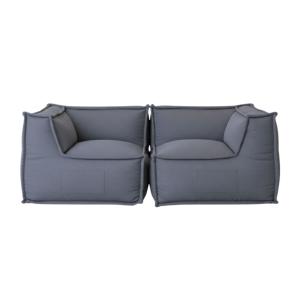 Canapé modulable 2 places en effet lin 90x180 cm gris foncé…