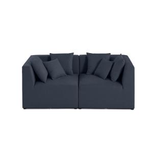 Canapé modulable 2 places  en tissu bleu