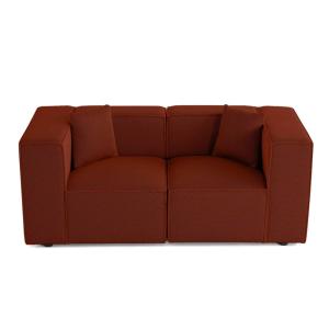 Canapé modulable 2 places  en tissu mailles 3d terracotta