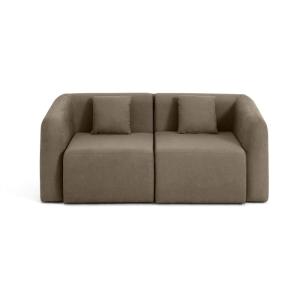 Canapé modulable 2 places  en tissu taupe