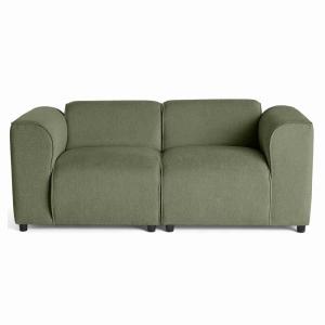 Canapé modulable 2 places  en tissu texturé vert