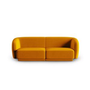 Canapé modulable 2 places en velours jaune