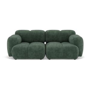 Canapé modulable 2 places  en velours texturé vert