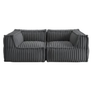 Canapé modulable 2 places fausse fourrure 90x180 cm gris fo…