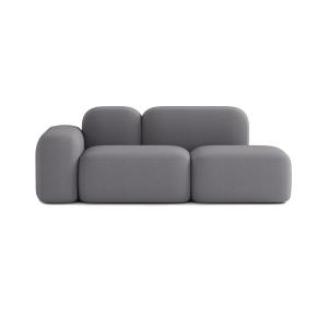 Canapé Modulable 2 Places Tissu Gris Foncé