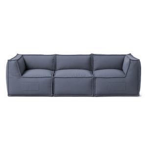 Canapé modulable 3 places en effet lin 90x262 cm gris foncé…