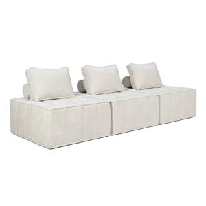 Canapé modulable 3 places en tissu avec coussins écru L 255…