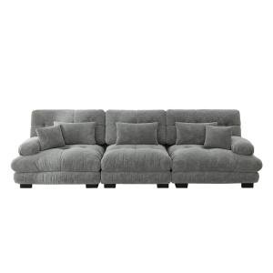 Canapé modulable 3 places en tissu chenille gris