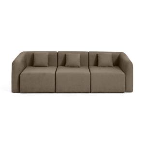 Canapé modulable 3 places  en tissu taupe