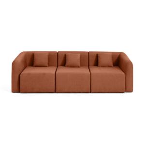Canapé modulable 3 places  en tissu terracotta
