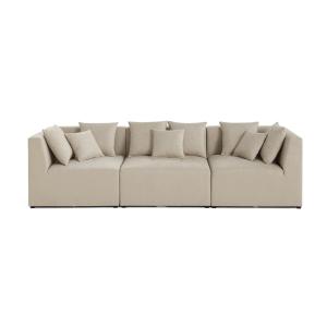 Canapé modulable 3 places  en tissu texturé beige