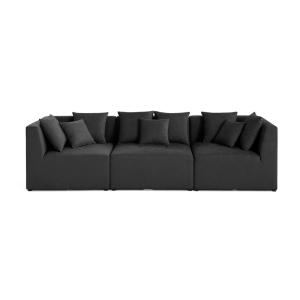 Canapé modulable 3 places  en tissu texturé gris foncé