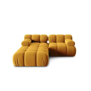 Canapé modulable 3 places en tissu velours jaune