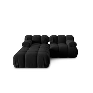 Canapé modulable 3 places en tissu velours noir