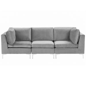Canapé modulable 3 places en velours gris