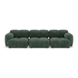 Canapé modulable 3 places  en velours texturé vert
