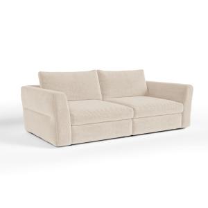 Canapé modulable 3 places tissu tramé toucher doux beige