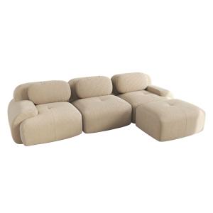 Canapé modulable 4 pièces en velours côtelé beige, grand co…