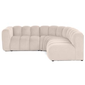 Canapé modulable 4 places angle droit en tissu texturé beig…