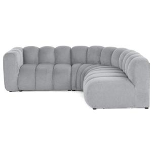 Canapé modulable 4 places angle droit en tissu texturé gris…