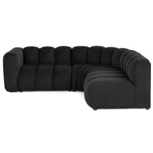 Canapé modulable 4 places angle droit en tissu texturé noir…