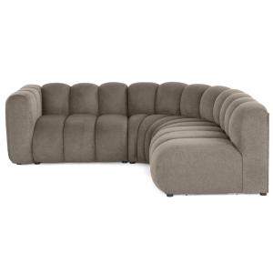 Canapé modulable 4 places angle droit en tissu texturé taup…