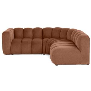 Canapé modulable 4 places angle droit en tissu texturé terr…
