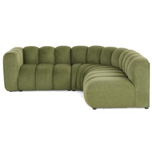 Canapé modulable 4 places angle droit en tissu texturé vert…