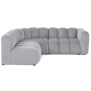 Canapé modulable 4 places angle gauche en tissu texturé gri…