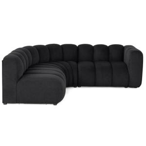 Canapé modulable 4 places angle gauche en tissu texturé noi…