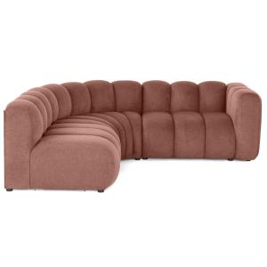 Canapé modulable 4 places angle gauche en tissu texturé ros…