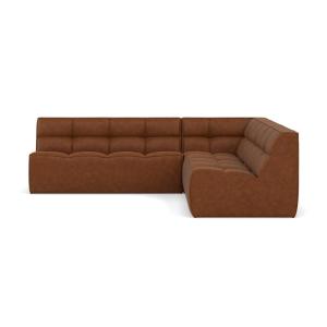 Canapé modulable 4 places angle réversible en simili beige