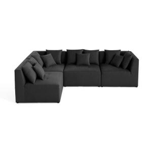 Canapé modulable 4 places angle réversible en tissu gris fo…