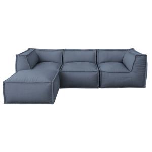 Canapé modulable 4 places en effet lin 90x262 cm gris foncé…