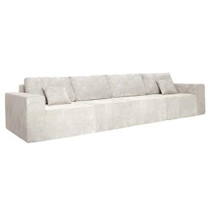 Canapé modulable 4 places en tissu avec coussins écru L 350…
