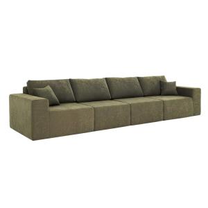 Canapé modulable 4 places en tissu avec coussins vert L 350…
