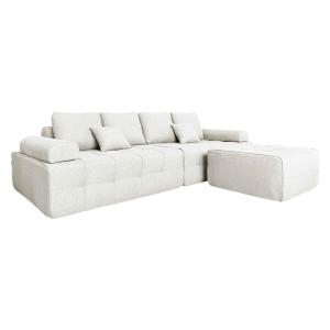 Canapé modulable 4 places en tissu avec pouf écru L 282 cm