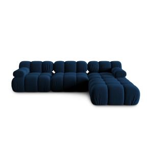 Canapé modulable 4 places en tissu velours bleu roi
