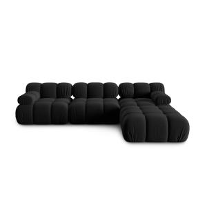 Canapé modulable 4 places en tissu velours noir