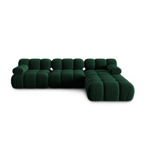 Canapé modulable 4 places en tissu velours vert bouteille