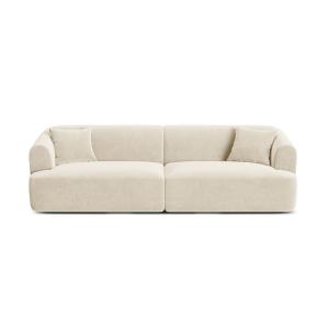 Canapé modulable 4 places en velours beige clair