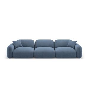 Canapé modulable 4 places en velours blue jeans