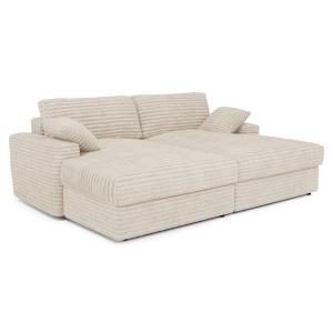 Canapé modulable 4 places en velours côtelé xxl crème