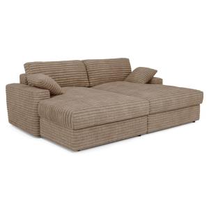 Canapé modulable 4 places en velours côtelé xxl taupe