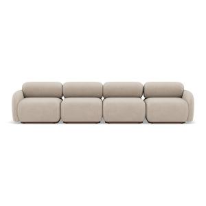 Canapé modulable 4 places  en velours texturé beige