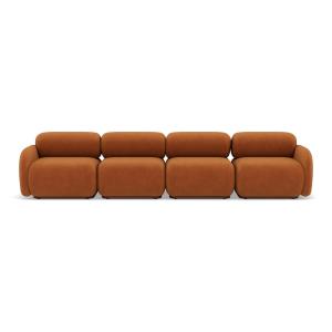 Canapé modulable 4 places  en velours texturé terracotta