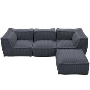 Canapé modulable 4 places fausse fourrure côtelée 90x262 cm…