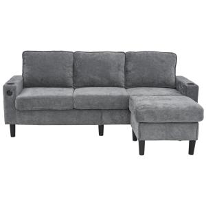 Canapé modulable 4 places gris anthracite méridienne amovib…