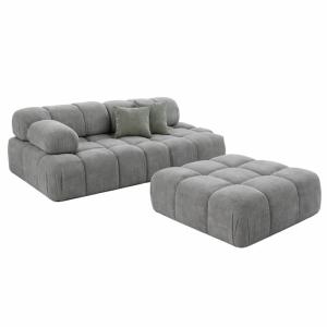 Canapé modulable 4 places gris - avec pouf